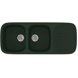 Νεροχύτης Ένθετος Γρανιτένιος Συνθετικός Sanitec Classic 300 (116x50) με 2 Ίσες Γούρνες Granite Green